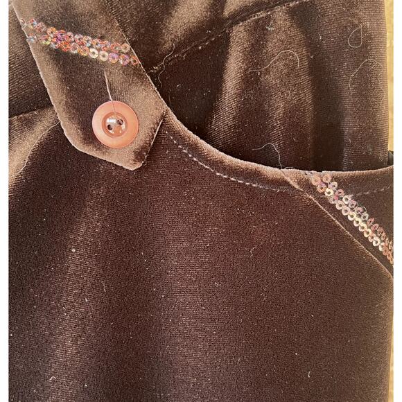 Vintage Velvet Pants Brown Straight Leg High Rise Sequins Women's XL 28" Inseam - Picture 7 of 8